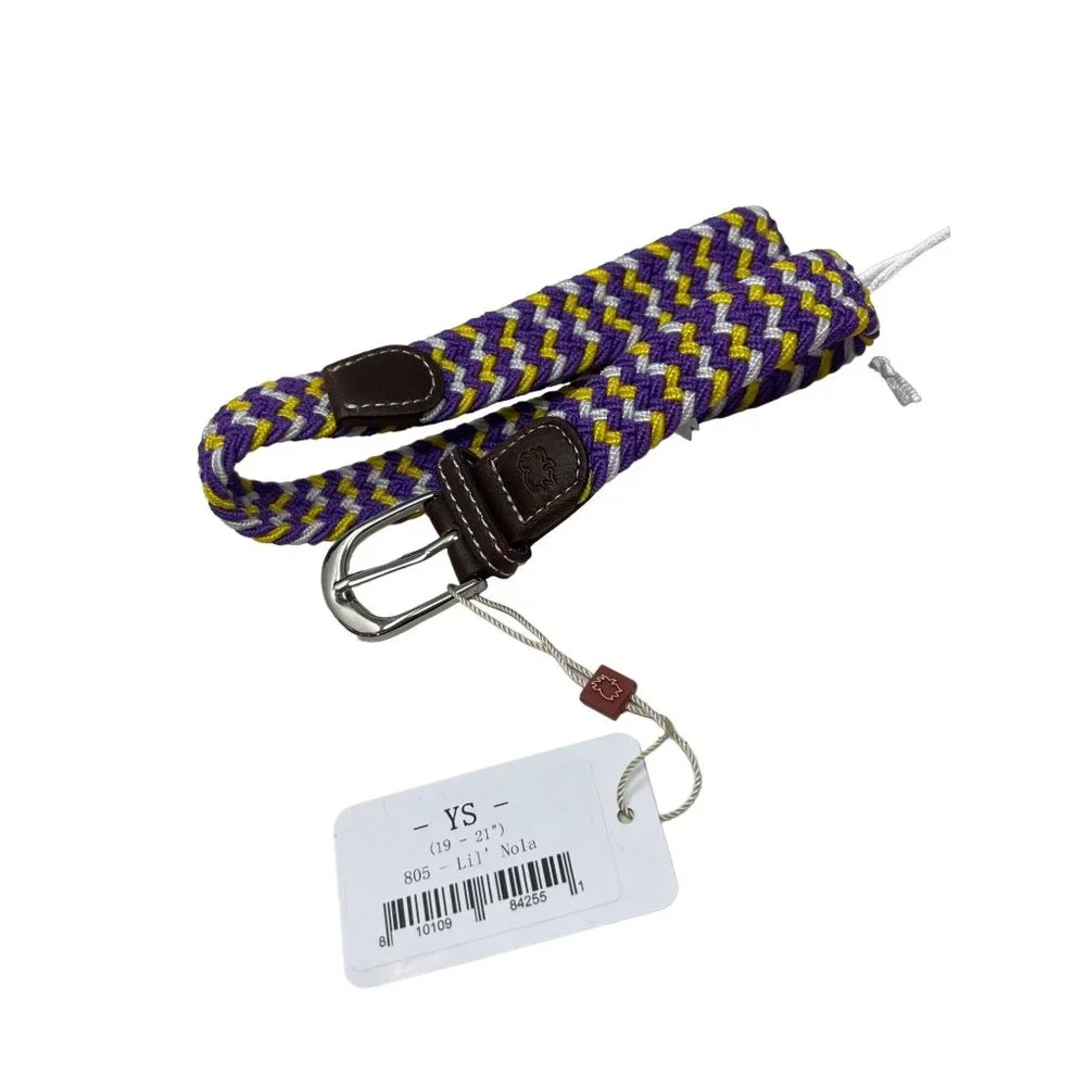 Roostas The Lil' Nola Kid's Tri-Color Woven Stretch Belt Youth S Adjustable NEW